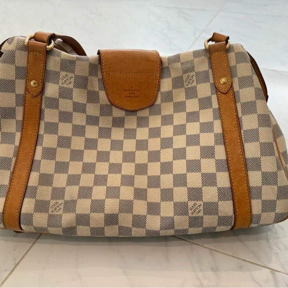 100% Authentic Louis Vuitton Blue and White Damier Azure Checkered Leather Trim - Picture 6 of 6